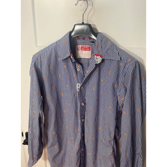 Robert Graham M Blue Check Guitar Print Button Front The Freshly Laundered Shirt - Picture 4 of 7